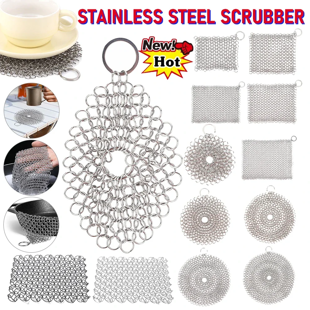 Gusseisenreiniger mit Aufhängering, Gusseisenwäscher, Topfpfannen aus Edelstahl, Reinigungswäscher für Bratpfanne, niederländische Ofen Image