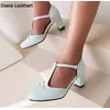 Damenschuhe 2025, High Heels, Frühling, Mary Jane, niedriger Absatz, Damenschuhe mit Schnalle, runder Kopf, Rosa, Blau, Schwarz, große Größe 34–43