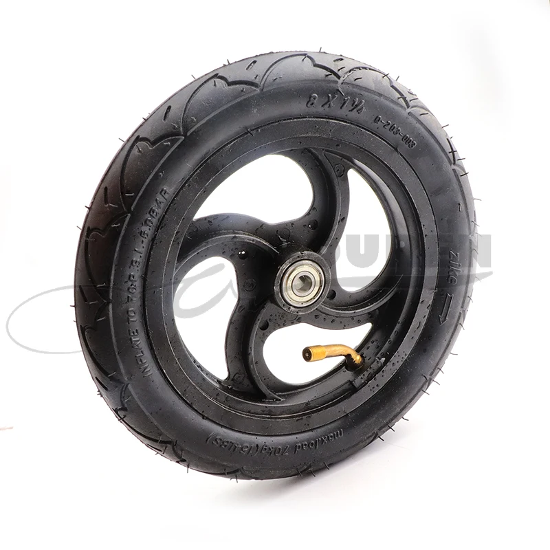 8 "pneumatisches Rad mit Schlauch für Kicks cooter Roller Größe 8x1 1/4 Aluminium legierung Nabe 32mm Breite aufgeblasenes Moto Zubehör Image