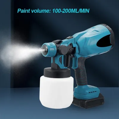 Cordless Paint Sprayer 800ml Container Wall Coating Airbrush HVLP Spray Gun 3 Patterns for Furniture