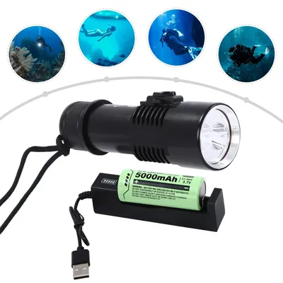 Powerful Diving Light Compact Bright Waterproof Torch Submersible Flashlight Dive Scuba Backup Diver