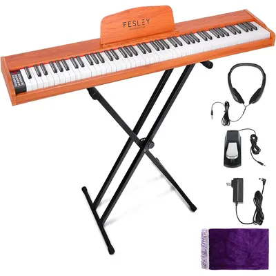 Fesley Weighted Piano Keyboard 88 Keys with Stand: Full Size Electric Keyboard Piano for Beginners,