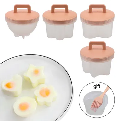 With Lid Brush Cute Egg Cooker Egg Mold 4 Pcs/Set Kitchen Cooking Tool Plastic Egg Boiler Cookware