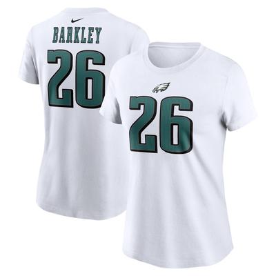 Nike Damen-T-Shirt mit Spielernamen und -nummer der Philadelphia Eagles, Saquon Barkley, weiß Image