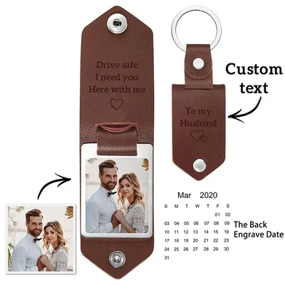 Custom Photo Keychain Personalized Jewelry Souvenir Gift Car Key Ring Leather Key Chain for Mom Dad