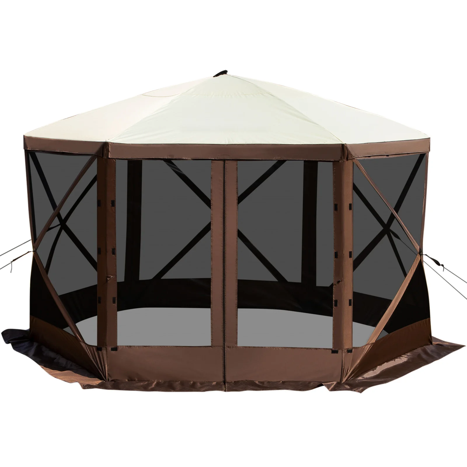SucceBuy Pop-up Camping Gazebo Camping Canopy Shelter 6 Sided 12' x 12' / 10' x 10' Sun Shade Tents & Canopies Camping & Hiking