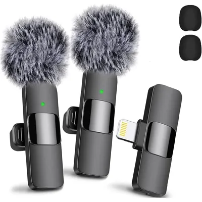 Wireless Lavalier Microphone for iPhone Recording Mic for Video Podcast Vlog YouTube Mini Microphone for iPhone 16/14/13/12/SE ﻿