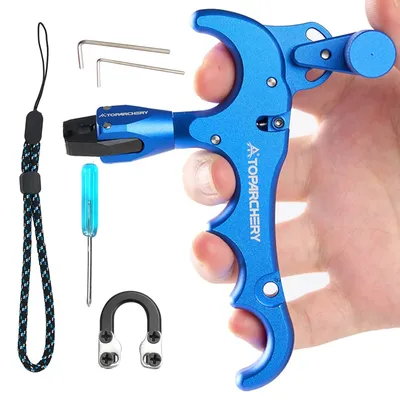 Toparchery Bow Release for Compound Bow 360° Rotating Aluminum 4 Finger Archery Release Trigger with Accessories