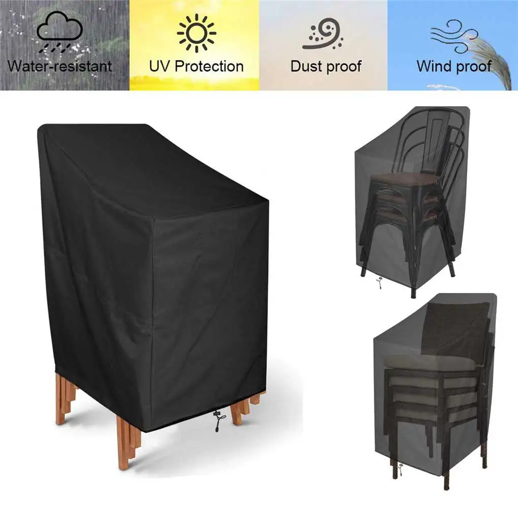 Polyester Chair Cover Waterproof Breathable Dustproof PVC Coating Outside Patio Garden Backyard Balcony Covers