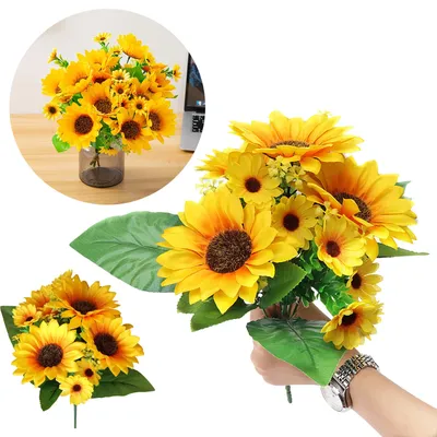 Silk Sunflower Wedding Flower, 13 Heads Artificial Sunflower Bouquet, Home Decoration Wedding Winter