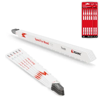 7-Inch Jigsaw Blades Set 10pcs 6 TPI Extra Long Jig Saw Blades for Cutting Wood Assorted Curved Scrolling Cutting T-Shank