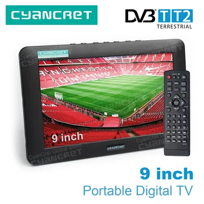 LEADSTAR D9 9 inch Portable TV DVB-T2 tdt DTT Digital and Analog mini small Car Television Support USB TF PVR MP4 H.265 AC3