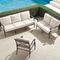Carlisle 3-pc. Sofa Set in Slate Aluminum - Sunbrella Rain, Rain Resort Stripe Dove - Frontgate