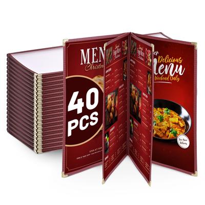 WeChef 40 Pack Restaurant Menu Covers Burgundy 8.5x14