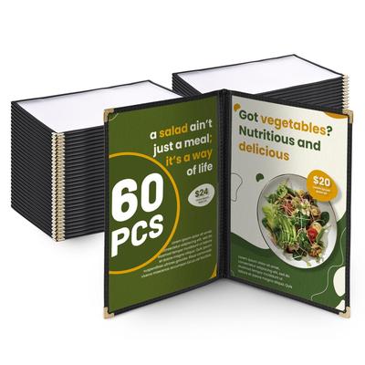 WeChef 60 Pack Restaurant Menu Covers 8.5 x 14inch Book Style 2 Pages 4 Views - One-size