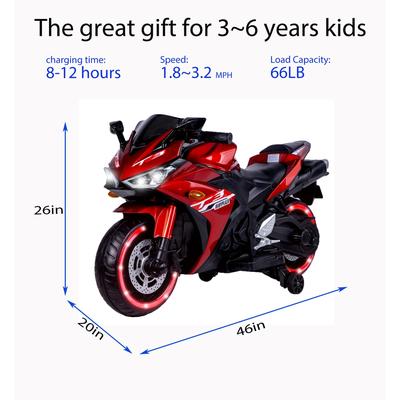12V Ride-On Motorcycle for Kids with Manual Throttle & Music, Ideal Holiday Present