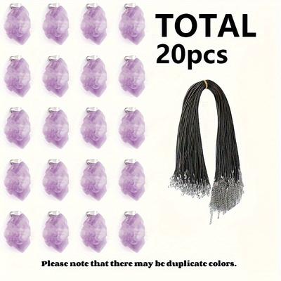 TEMU 10/20pcs Natural Amethyst Pendant Set With Black Leather Cord, Irregular Shaped Crystal Charms For Necklace Making - 10 Pendants + Image
