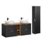 Set di mobili da bagno doppio lavabo effetto legno nero 140cm