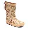 Gummistiefel BISGAARD "fashion", Kinder, Gr. 33, beige (beige leaves, blättermotiv), Naturkautschuk, gemustert, klassisch, Schuhe, Regenstiefel, Matsch-Schuh in normaler Weite