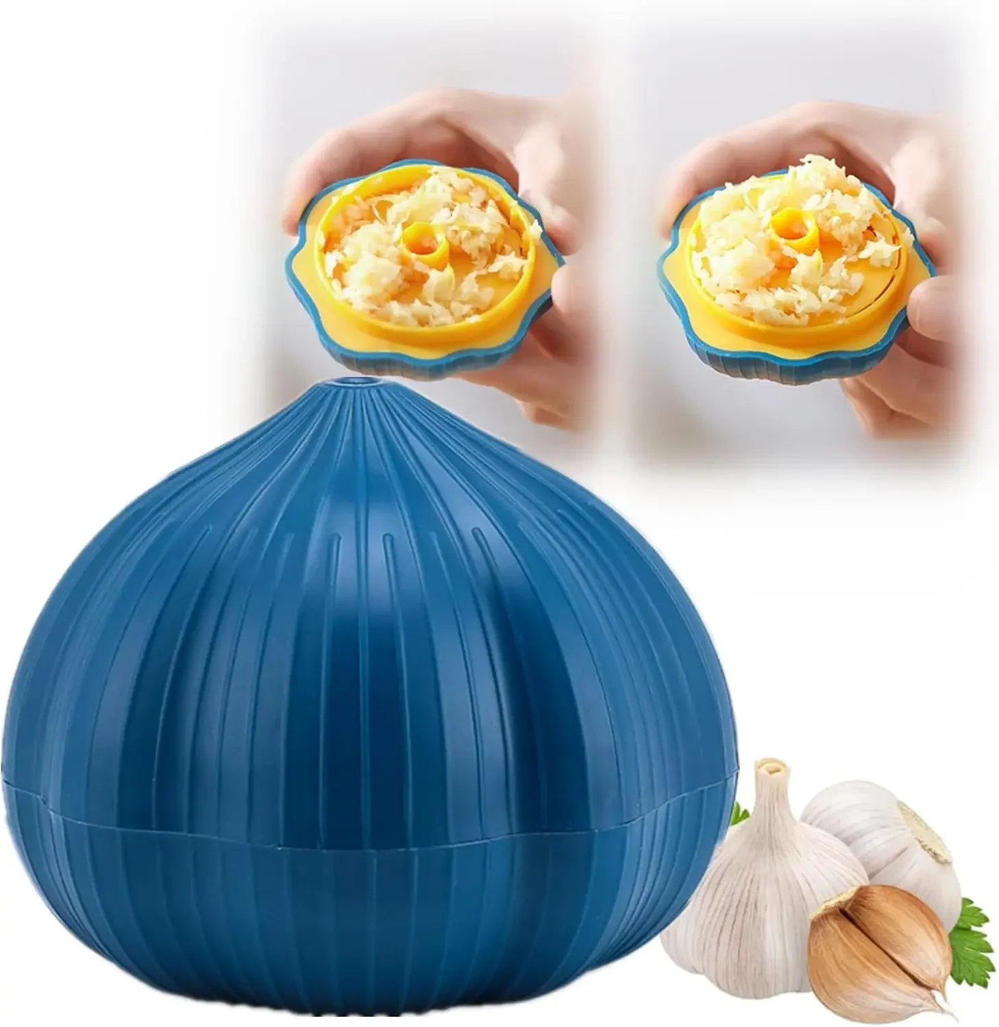 Küchen helfer niedlichen Haushalt Knoblauch Form Kunststoff manuelle Rotation Schleifen Knoblauch presse Mini Chopper für Chili Ingwer und Knoblauch Image