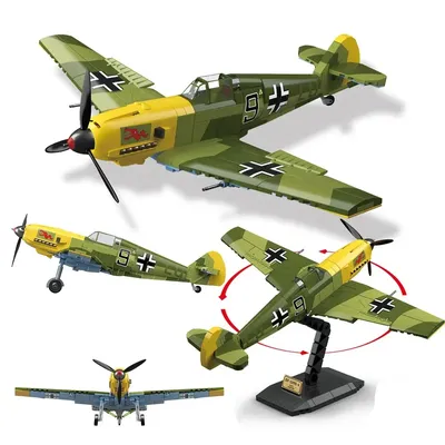 2024 WW2 Deutschland Militär Kämpfer Bausteine Klassische Legende Bf-109 Kämpfer Modell Me-109 Soldat Ziegel Junge Für Geburtstag Geschenk Image