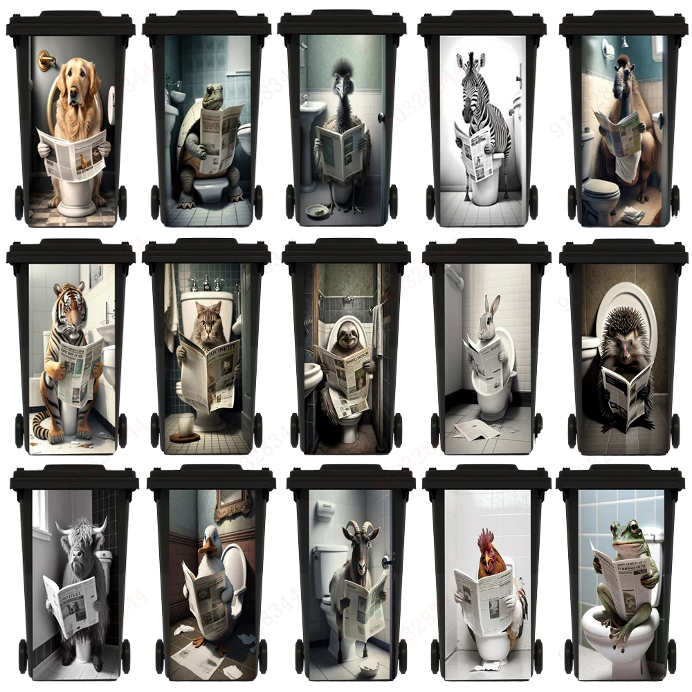 Lustige Tier Toilette Mülleimer Aufkleber selbst klebende wasserdichte Wanda uf kleber Peel & Stick Vinyl Mülleimer Aufkleber Wohnkultur Image