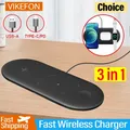 3 In 1 caricabatterie Wireless Pad Ultra sottile Desktop cellulare stazione di ricarica rapida USB
