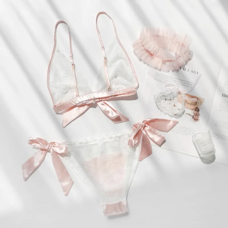 Japanisches Unterwäsche-Set für Damen, BH, Höschen, Unterwäsche, Anzug, drahtfrei, Satin-BH, Shorts-Set, Dessous, Damen-Büstenhalter, BH und Höschen-Set Image