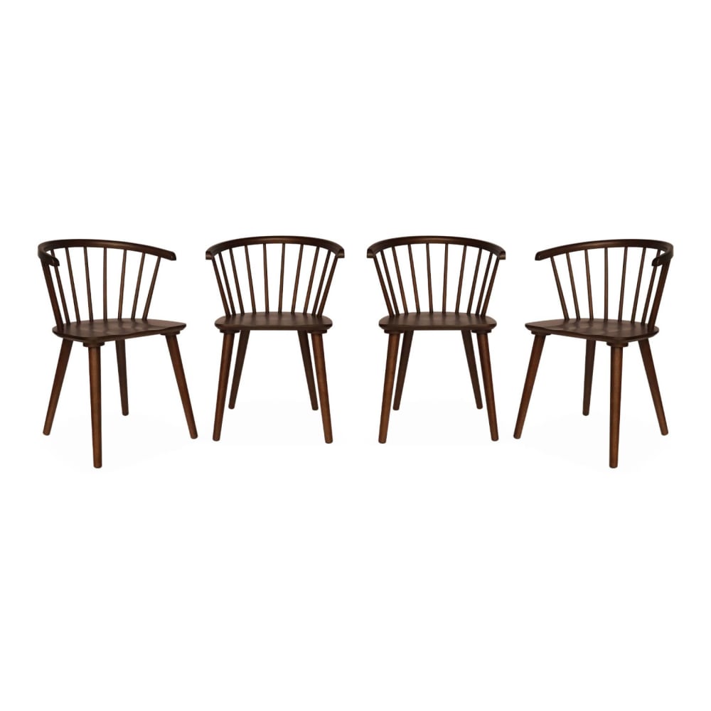 Lot de 4 chaises noyer à barreaux en bois et contreplaqué