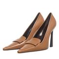 Saint Laurent Hohe Schuhe - D'orsay Pumps - Gr. 41 (EU) - in Cognacbraun - für Damen - aus Leder & Leder & Leder & Leder