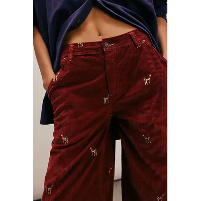 We The Free Clifton Cord Wide-Leg Jeans at Free People in Deer Darlin, Size: 25