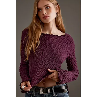 By Anthropologie Textured Long-Sleeve Top