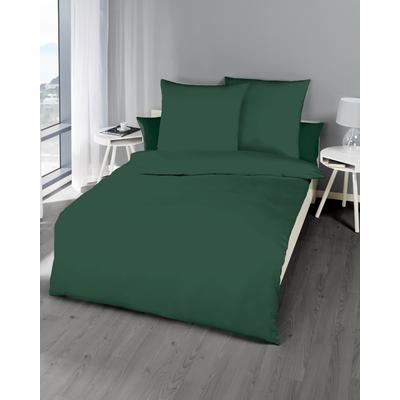 Bettwäsche KAEPPEL "Uni", grün (smaragdgrün), B/L: 155cm x 220cm, , Feinbiber, B/L: 80cm x 80cm, Feinbiber, Obermaterial: 100% Baumwolle, Bettwäsche, Unifarben Image