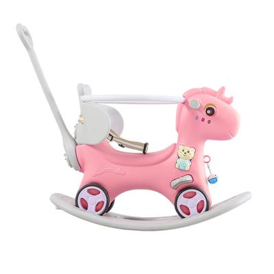 3-in-1 Toddler Unicorn Rocking Horse, Ride-On Toy, and Balance Bike with Sound Button