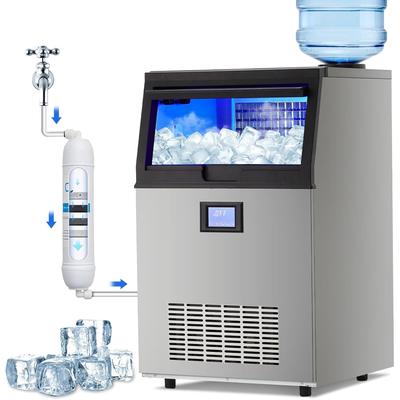 Commercial Ice Maker Machine, Stainless Steel Ice Machine with 33 LBS Storage Capacity