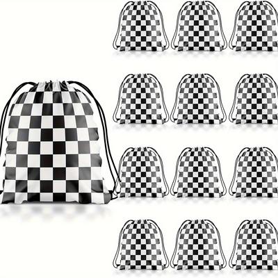 TEMU 12 Pcs Checkered Drawstring And Checkered Car For Car