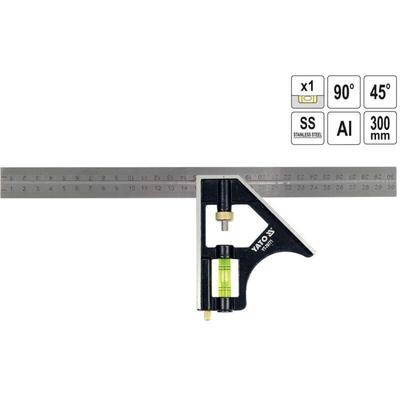 Kombinationswinkel Multifunktionswinkel 300mm Winkelmesser mit Anschlagwinkel Gegenläufige Skala Image