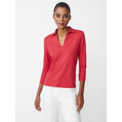 J.McLaughlin Women's Aida 3/4 Sleeve Top Fete Red, Size XL | Nylon/Spandex/Catalina Cloth