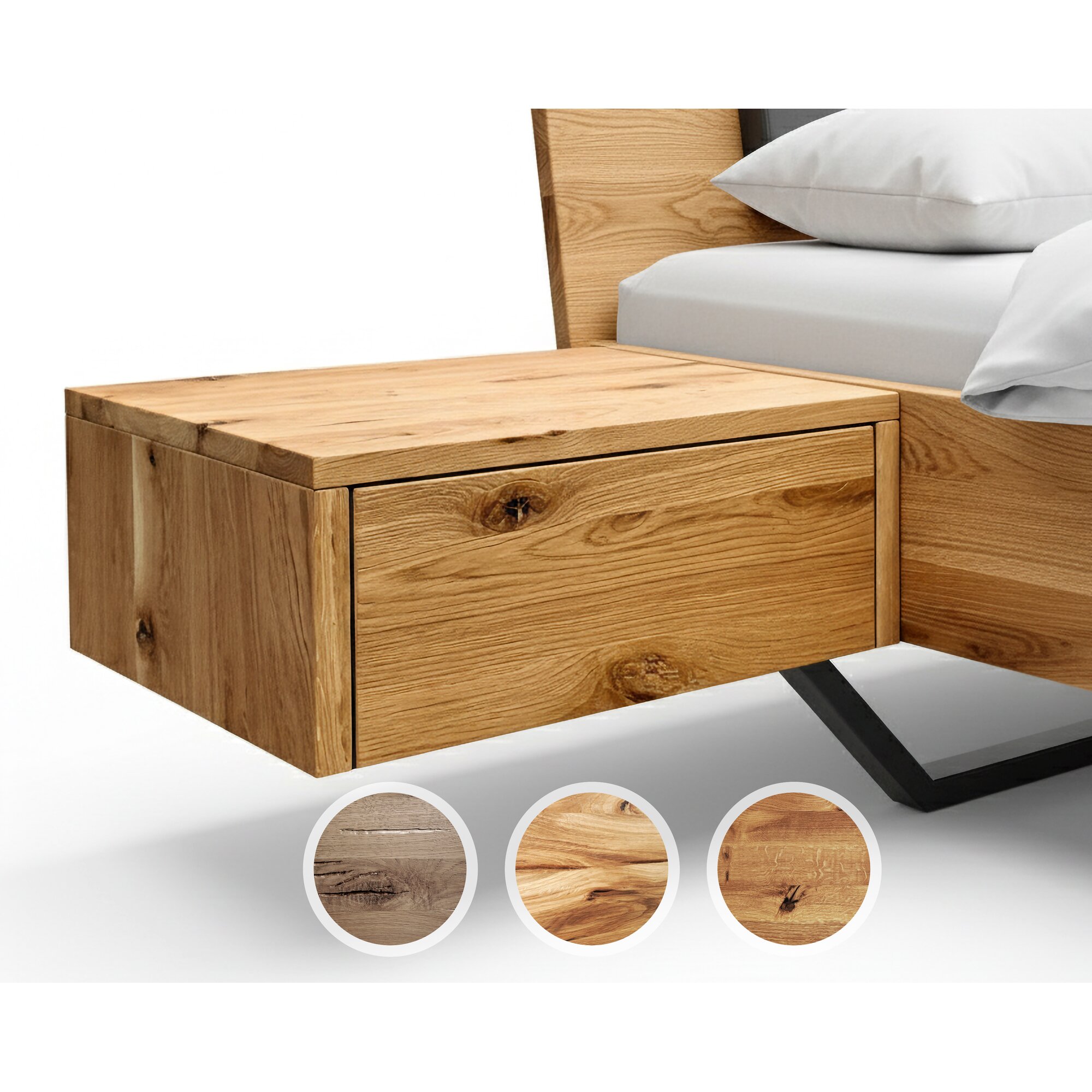 BlackWood »Dolce Vita« Massivholz Nachttisch I ohne Schublade / Wildeiche schwarz