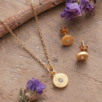 'Minimalist 22k Gold-Plated Necklace and Earrings Jewelry Set'