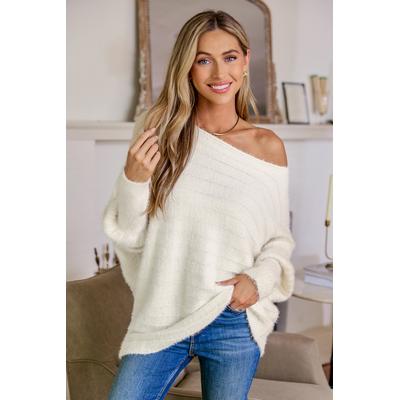 Ivory Off-Shoulder Puff Sleeve Jumper