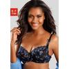 Bügel-BH LASCANA, Damen, Gr. 105, Cup D, blau (blau, schwarz), Spitze, Obermaterial: 60% Polyamid, 20% Elasthan, 20% Polyester, sexy, BHs, mit transparenter Stickerei-Spitze, Dessous