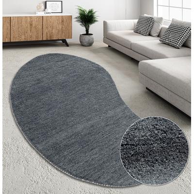 Wollteppich THEKO "Gabbeh Uni, Handweb Teppich, meliert, reine Wolle, handgewebt" Gr. 70, grau, B:100cm H:14mm L:150cm, Wolle, Teppiche, Schlafzimmer, Wohnzimmer, Esszimmer, auch als Läufer, eckig oder rund Image
