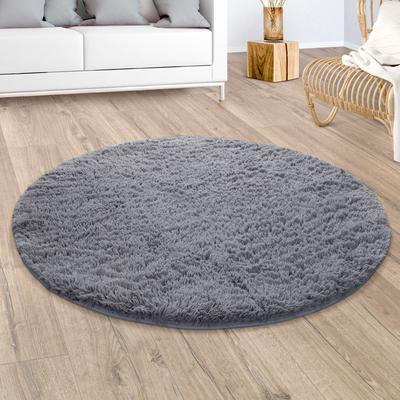 Hochflor-Teppich PACO HOME "Silky 591", grau, H:37mm Ø:160cm, Polyester, Teppiche, Uni Farben, besonders weich und kuschelig Image