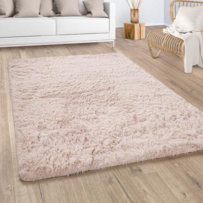 Hochflor-Teppich PACO HOME "Silky 591", beige (creme), B:200cm H:37mm L:290cm, Polyester, Teppiche, Uni-Farben, besonders weich und kuschelig Image