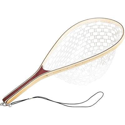 Fly Fishing Net with Soft Rubber Mesh, Wooden Handle