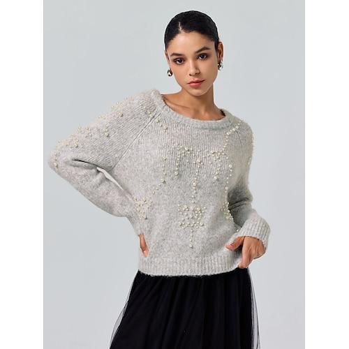 Pullover mit Rundhalsausschnitt und Perlenbesatz