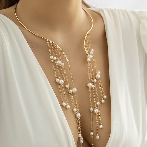 Damen-Halskette mit goldenem Stern-Kaskadendesign und eleganten Fransenketten – Statement-Schmuck für besondere Anlässe Image