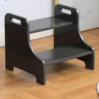 Solid Wood 2-Step Footstool Sturdy Stair Steps for Kitchen Ladder Up To Washer Compact Folding Design Ideal for Home Use