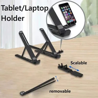Foldable Laptop Stand With Phone Holder Adjustable Portable Notebook Bracket Support Base ABS Holder For Macbook Accessories